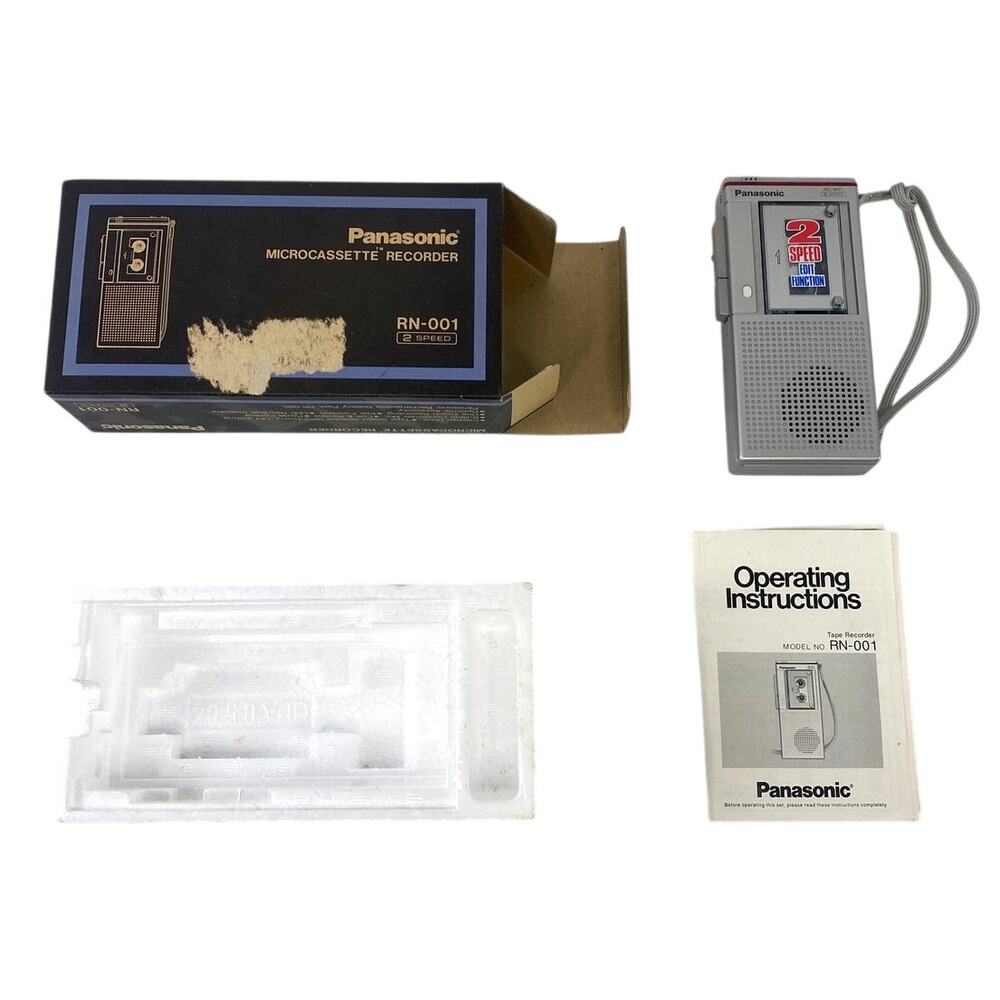 Vtg 90s Panasonic RN-001 Microcassette Recorder with Box Manual FOR PARTS REPAIR